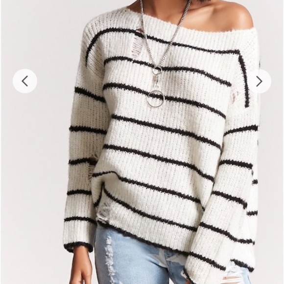 Forever 21 Sweaters - ✨SOLD✨FOREVER 21 Striped Open-Knit Sweater